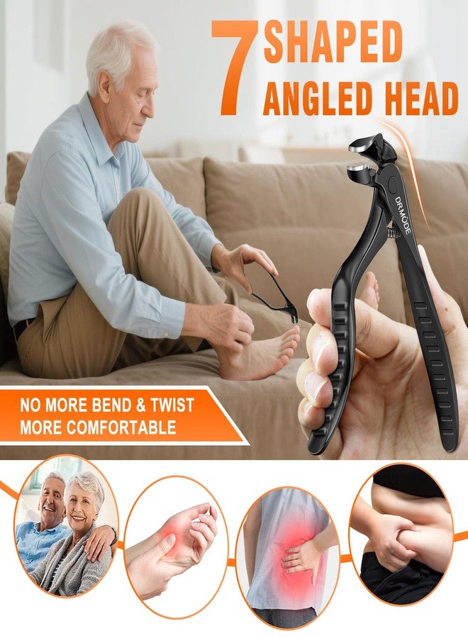 درمود مقص أظافر القدم من DRMODE لكبار السن، مقص أظافر قدم ذو مقبض طويل ورأس مائل للأظافر السميكة لكبار السن بفتحة واسعة، مقص أظافر أصابع كبير شديد التحمل للرجال والنساء مع ماسك - Image 2